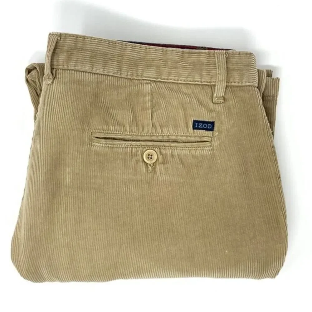 Izod Tan Corduroy Straight Fit Cotton Men's Pants Size W34‎ L29